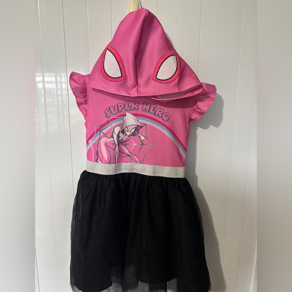 Marvel Spider-Man Spider-Gwen Pink and Black Superhero Kids Costume Dress